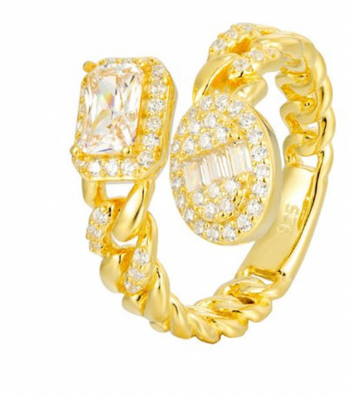 Gold Diamond Rope Ring