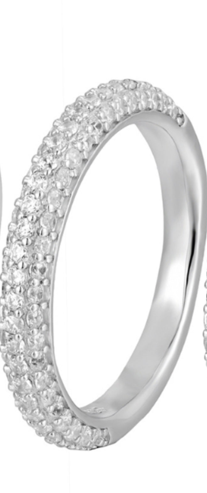 Silver Partial Diamond Band