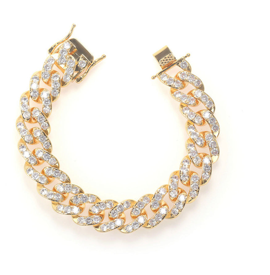 Gold Cuban Link Diamond Anklet