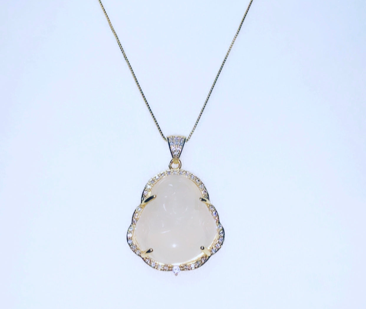 Clear Jade Buddha Gold Necklace
