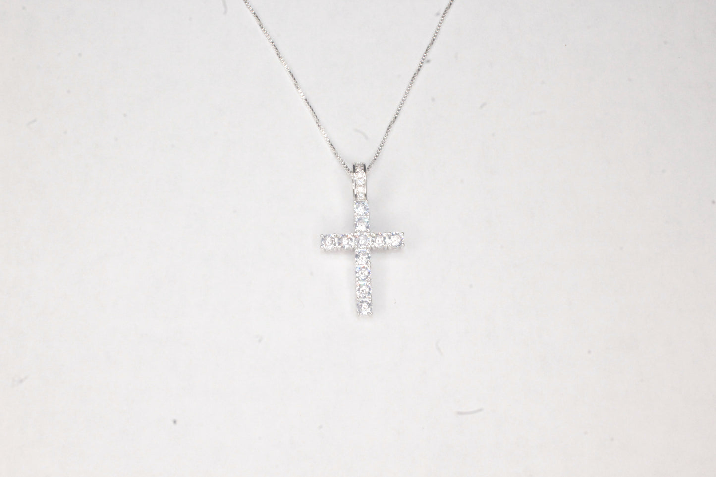 Silver Diamond Cross Necklace