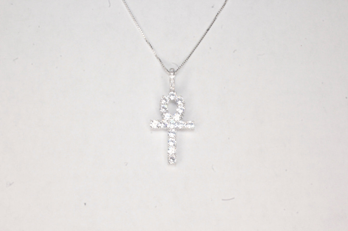Silver Diamond Ankh Necklace