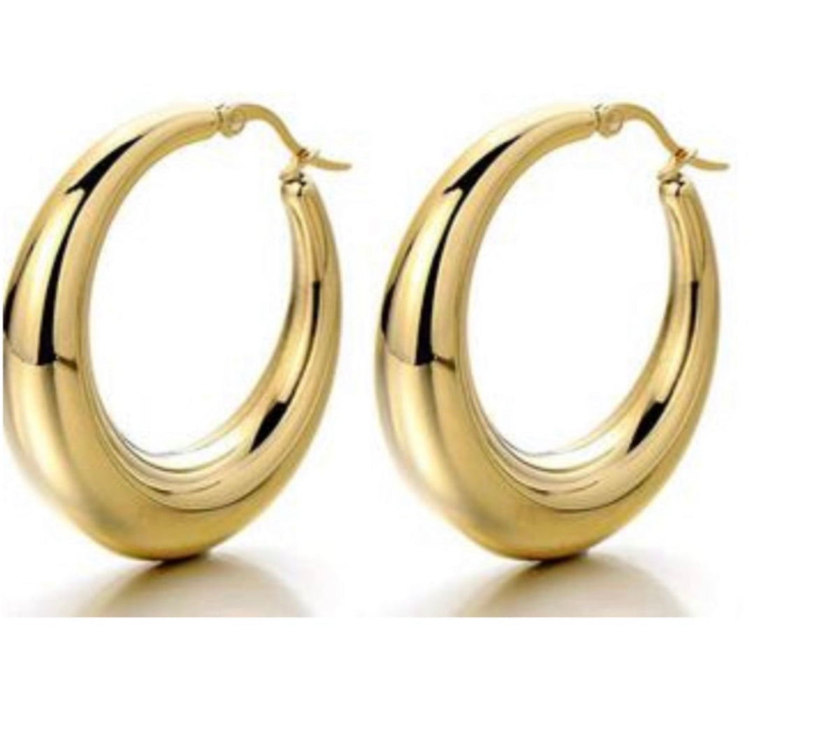 Gold Plated Thick Hoop Earrings