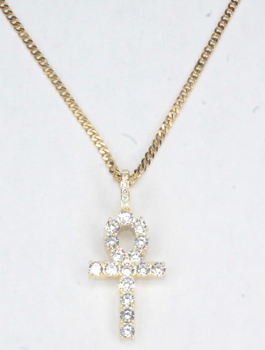 Gold Diamond Ankh Necklace