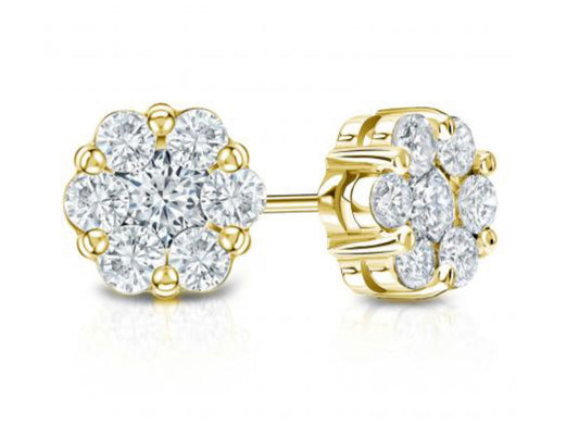 Gold Cluster Diamond Earrings